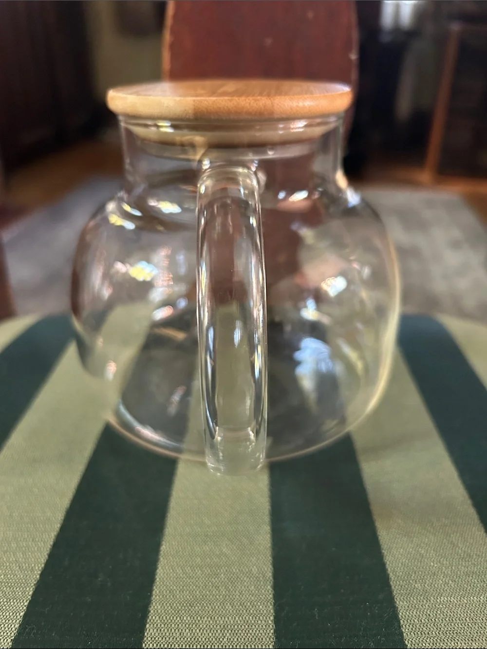 CN Glass Borosilicate Teapot w Bamboo Lid & Flexible SS Coil Spout Strainer